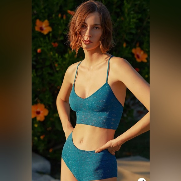 LAST ONE! Anthropologie Danni Shimmer Seamless Hipster Brief & Bralette Set - Picture 3 of 4